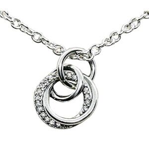 Sterling, silver intertwine circles, necklace 16” to 18”